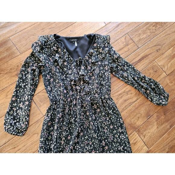 1.STATE Floral Long Sleeve Maxi Dress Womens Size S Boho Peasant Festival - Picture 2 of 10